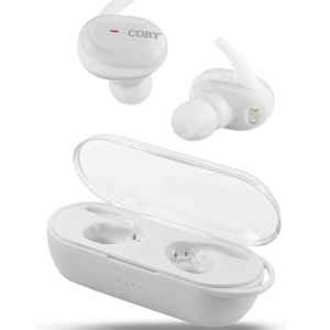 Coby CETW553WH TWS EARBUDS WITH CHARGING CASE WITH SPORT TIP