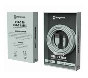 Chargeworx CHA-CX4941WC  FAST CHARGE 10-FT NYLO TUFF CABLE 20W PD  C TO L  OPEN FACE