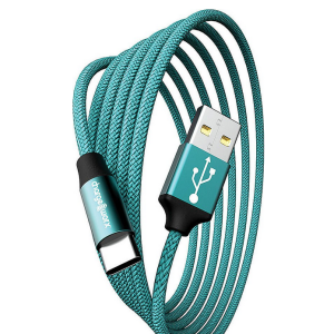 Chargeworx CHA-CX4881TQ  10-FT USB-C TO A CABLE CLEAR BOX PKG TURQUOISE