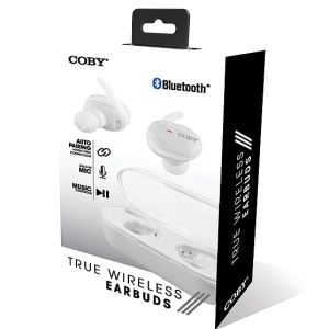 Coby CETW554WHI TWS TOUCH EARBUDS BT WHI W/ CHARGING CASE MIC