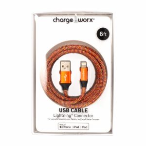 Chargeworx CHA-CX1030ORG  ( IPHONE ) 6-FT LIGHTNING CABLE ORANGE
