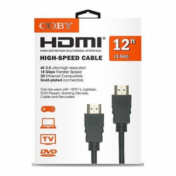 Coby CHD12A HDMI 12-FT/4K/2.0-ULTR-HD 3D READY 1080P GOLD-PLATD