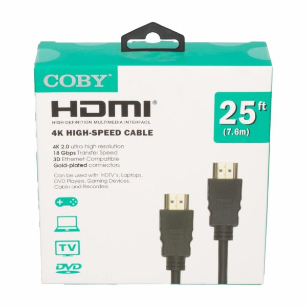 Coby CHD25A HDMI 25-FT/4K/2.0-ULTR-HD 3D READY 1080P GOLD-PLATD