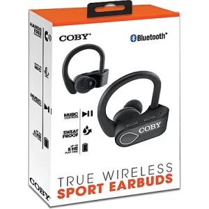 Coby CETW560BLK TWS SPORT EARBUDS BT MIC RECH LI-ON 300MAH BATT BK