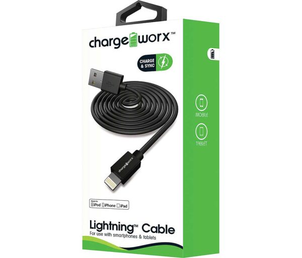 Chargeworx CHA-CX4600BK  SYNC & CHARGE CABLE LIGHTNING 1M/3FT BLACK